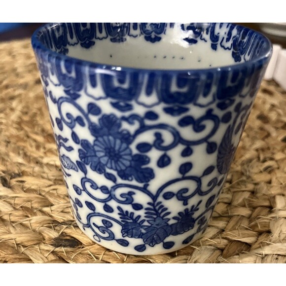 Vintage Kutani ware Blue Phoenix Floral and Bird Print Cup 2 3/4" Tall - Picture 6 of 6